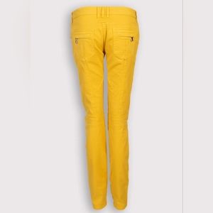BALMAIN Jeans Yellow Stretch Zipped Cuffs Low Waist